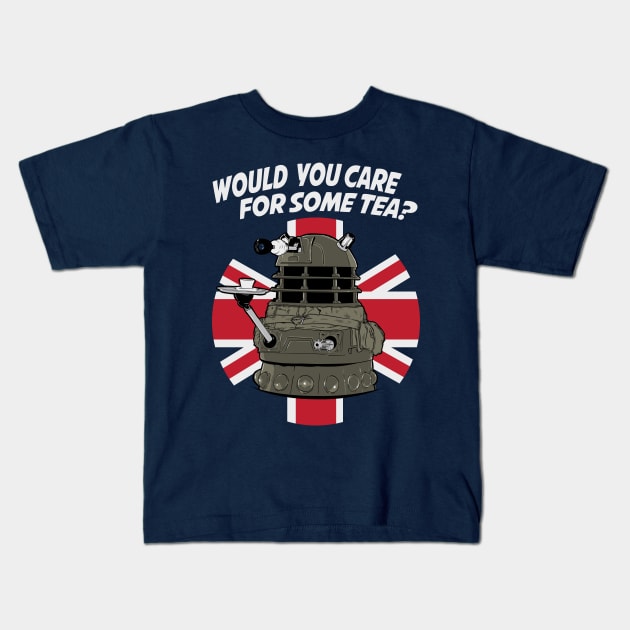 Dalek Tea Kids T-Shirt by BrayInk